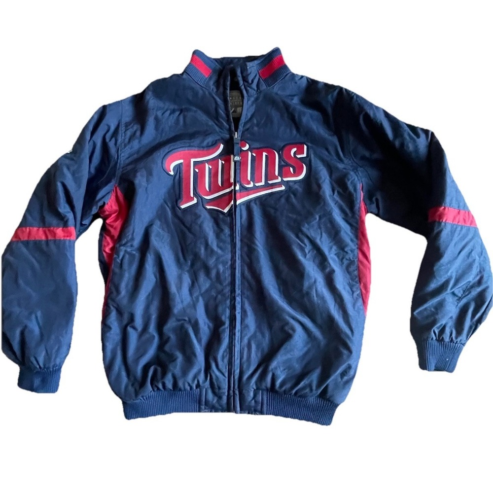 Majestic Therma Base MLB Minnesota Twins Jacket Large Full Zip Spellout Dugout